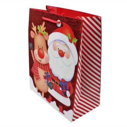 Geschenktüte – Motiv: Weihnachtsmann mit Rentier