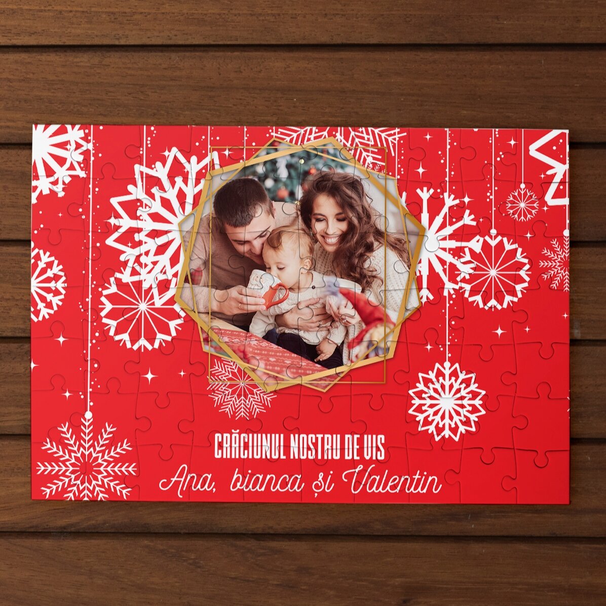 Personalisiertes Puzzle mit Foto und Text, 28 x 19 cm – Unser Weihnachtsfest