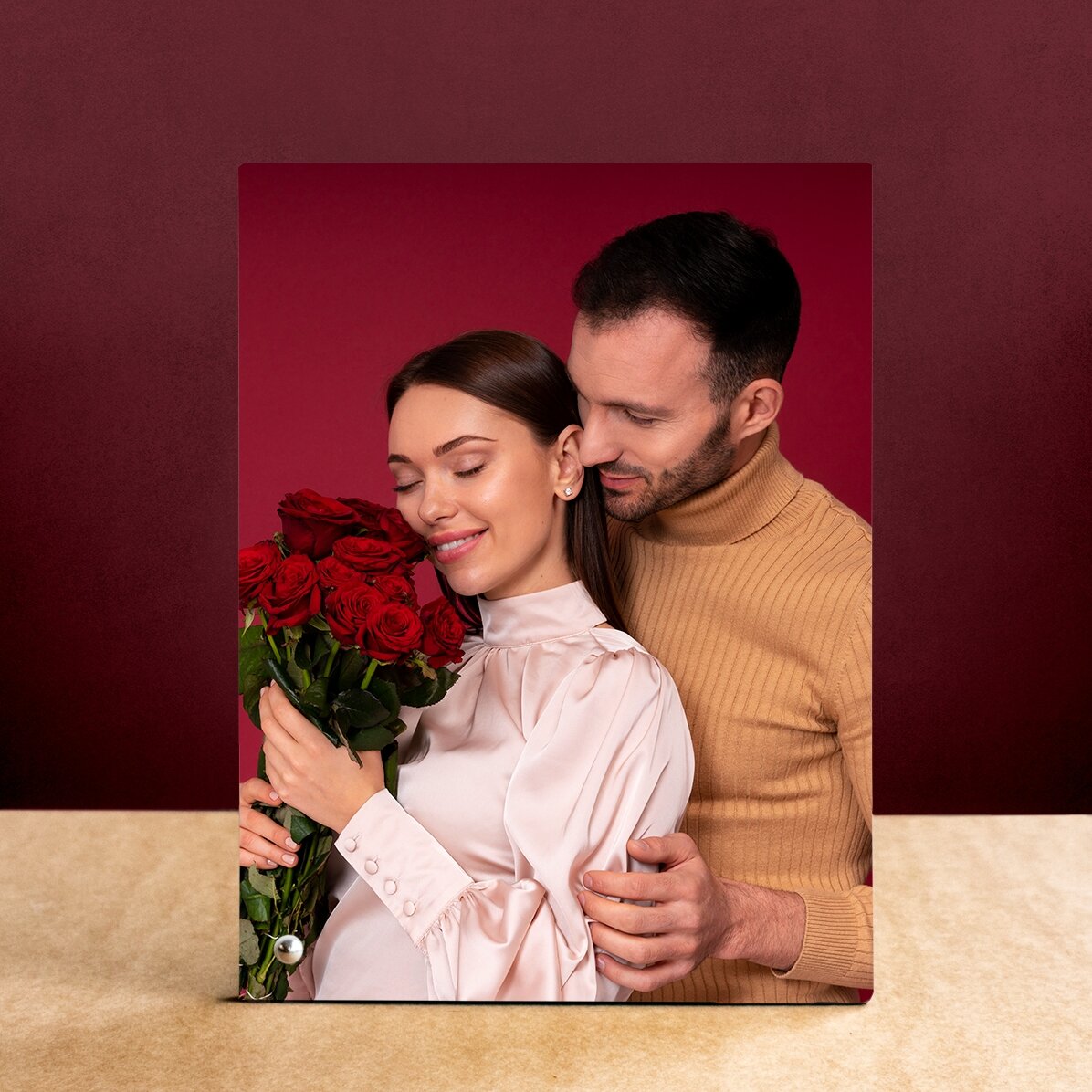 Personalisierter Fotorahmen für den Schreibtisch mit einem Porträtfoto