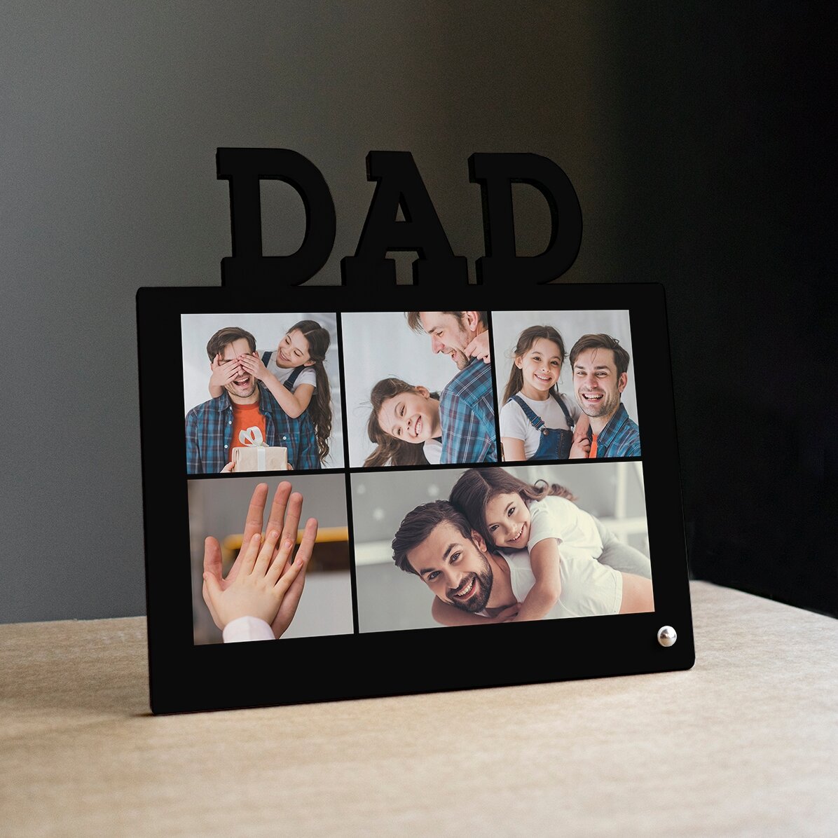 Personalisierter Fotorahmen für den Schreibtisch mit 5 Fotos – Modell DAD