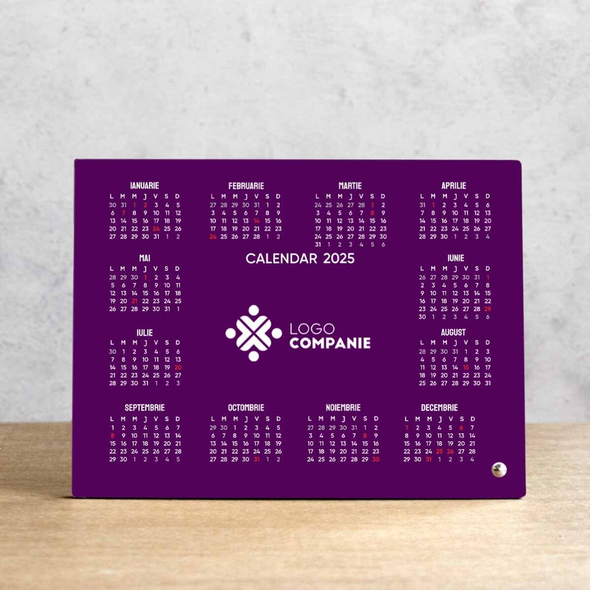 Personalised desk photo frame with logo and calendar
