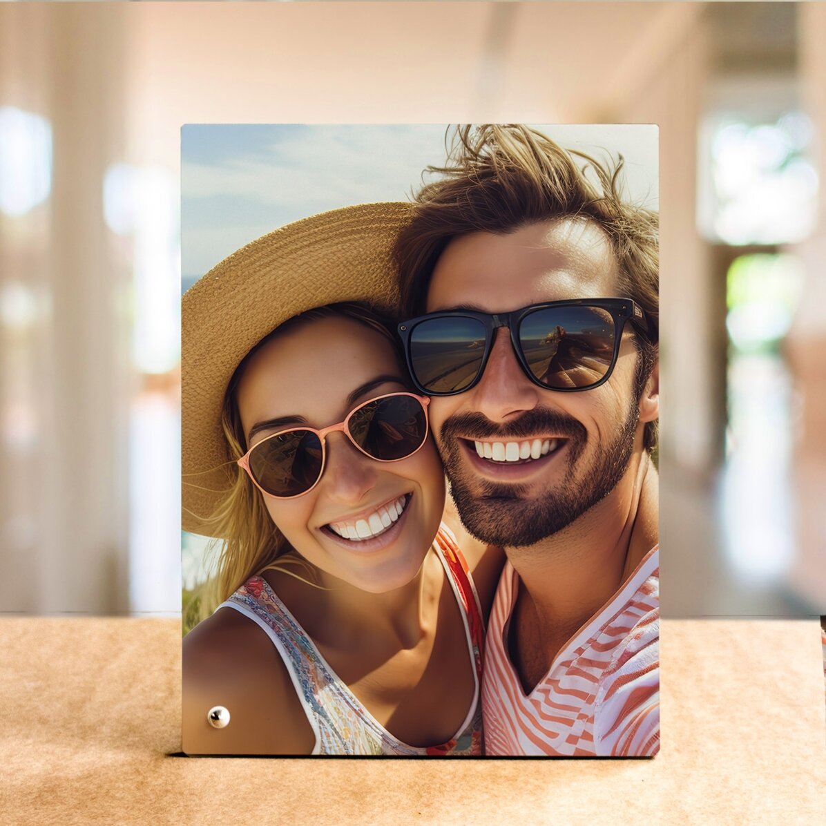 Personalisierter Fotorahmen für den Schreibtisch mit einem Porträtfoto