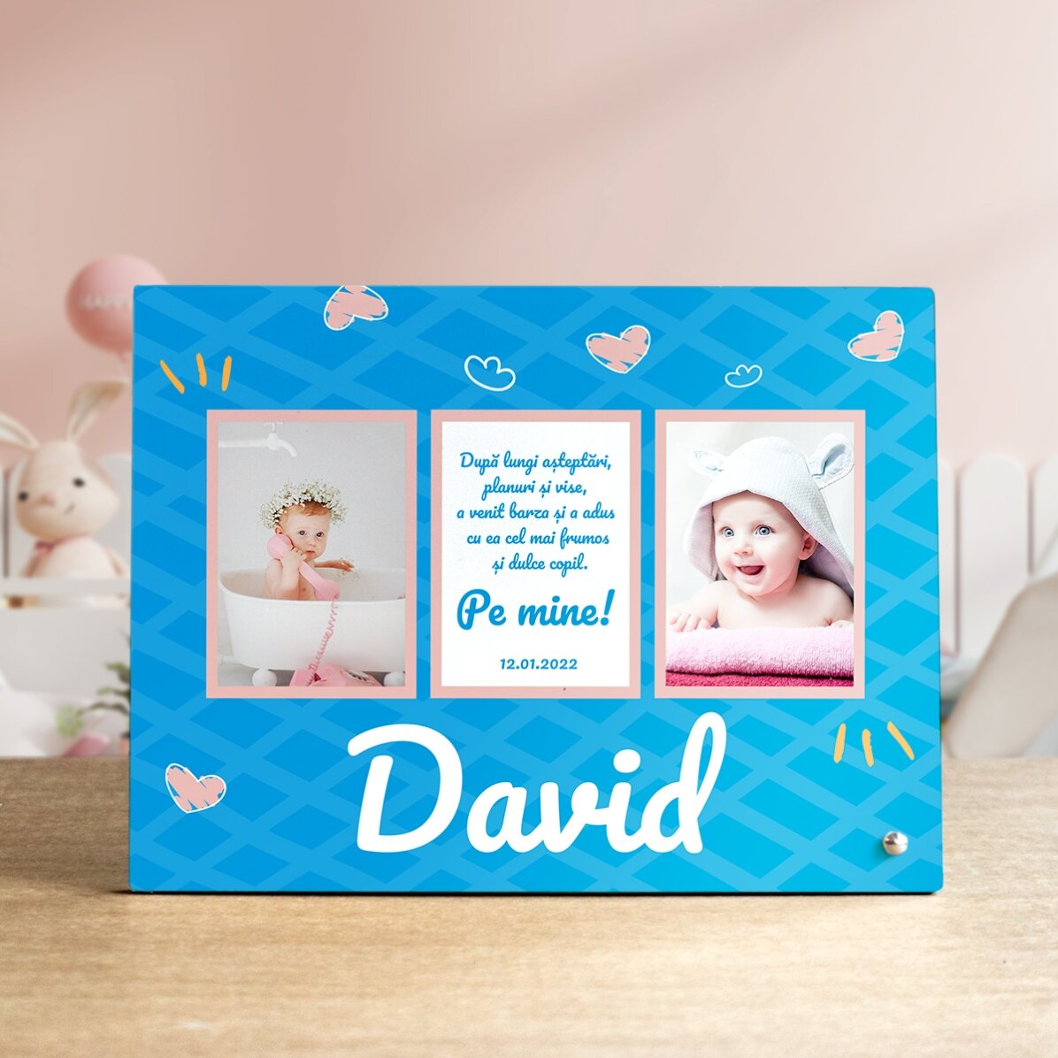 Personalisierter Fotorahmen mit 3 Fotos und Text für Kinder – Das Süßeste