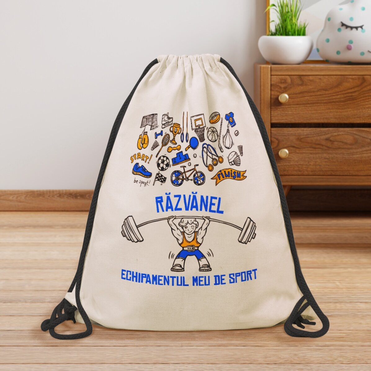 Rucksack mit Namensaufdruck – Sportunterricht