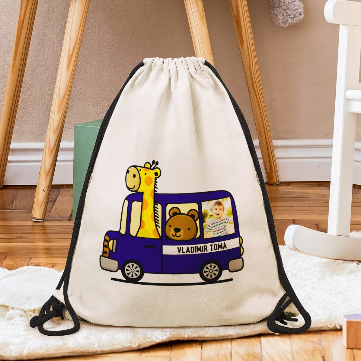 Personalisierter Rucksack mit Foto und Namen – Auto