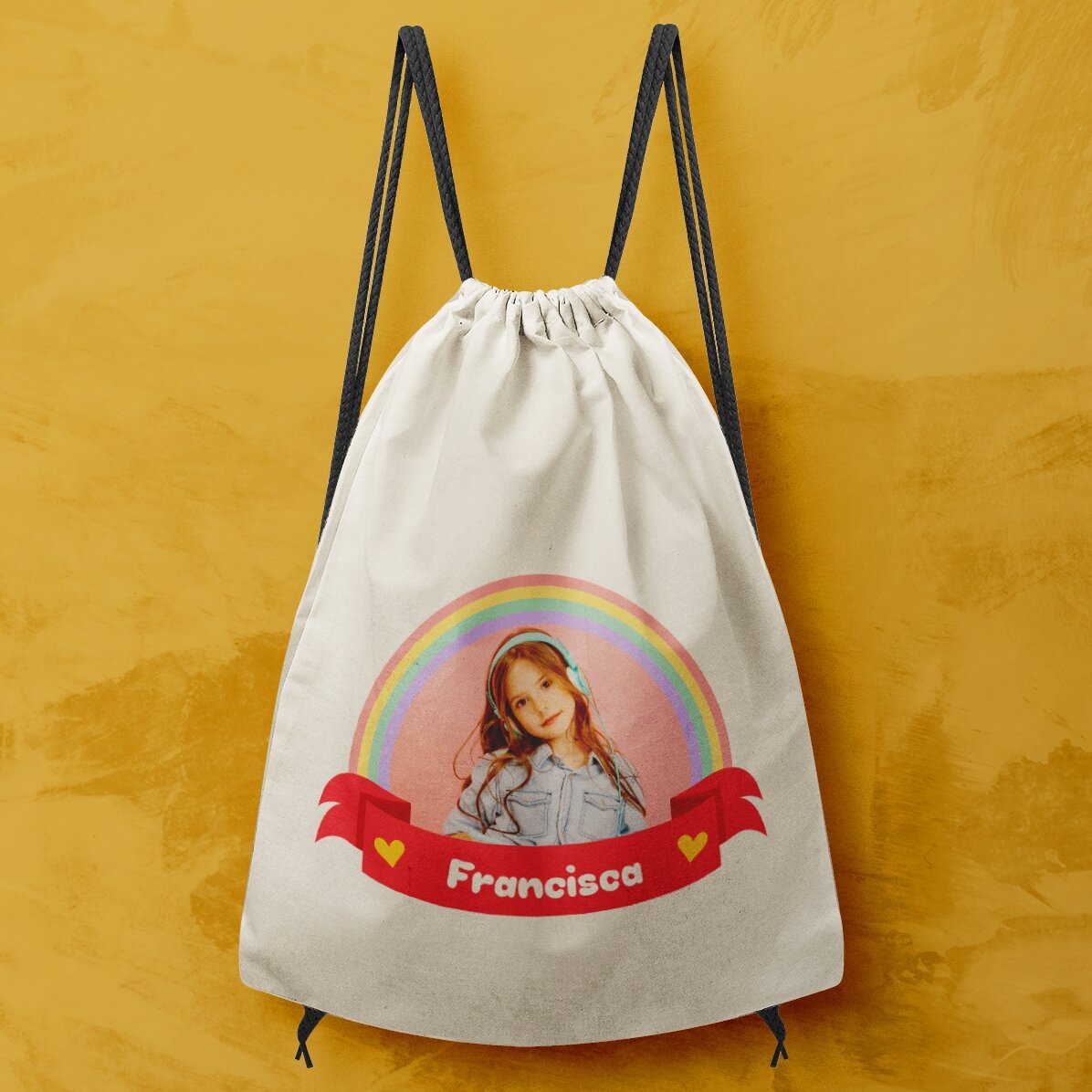 Personalisierter Rucksack mit Foto und Namen – Rainbow