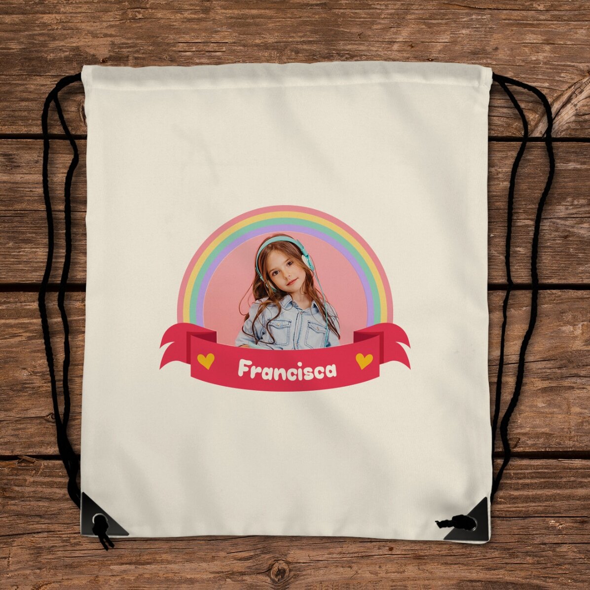 Personalisierter Rucksack mit Foto und Namen – Rainbow