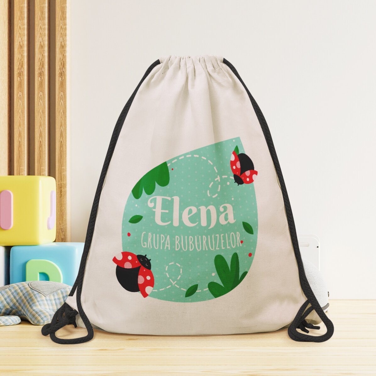Personalisierter Rucksack mit Aufdruck – Marienkäfer