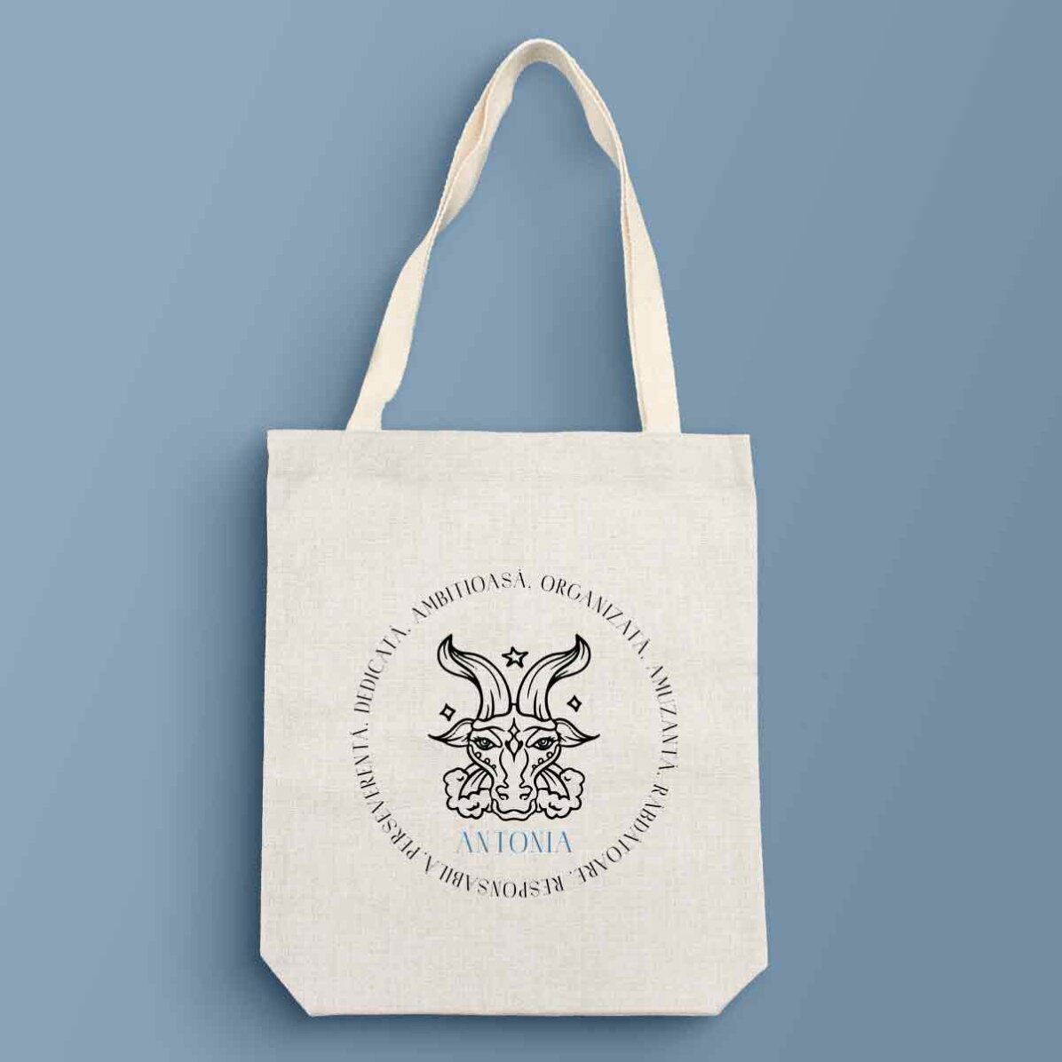Personalisierte Tasche mit Text – Sternzeichen Steinbock
