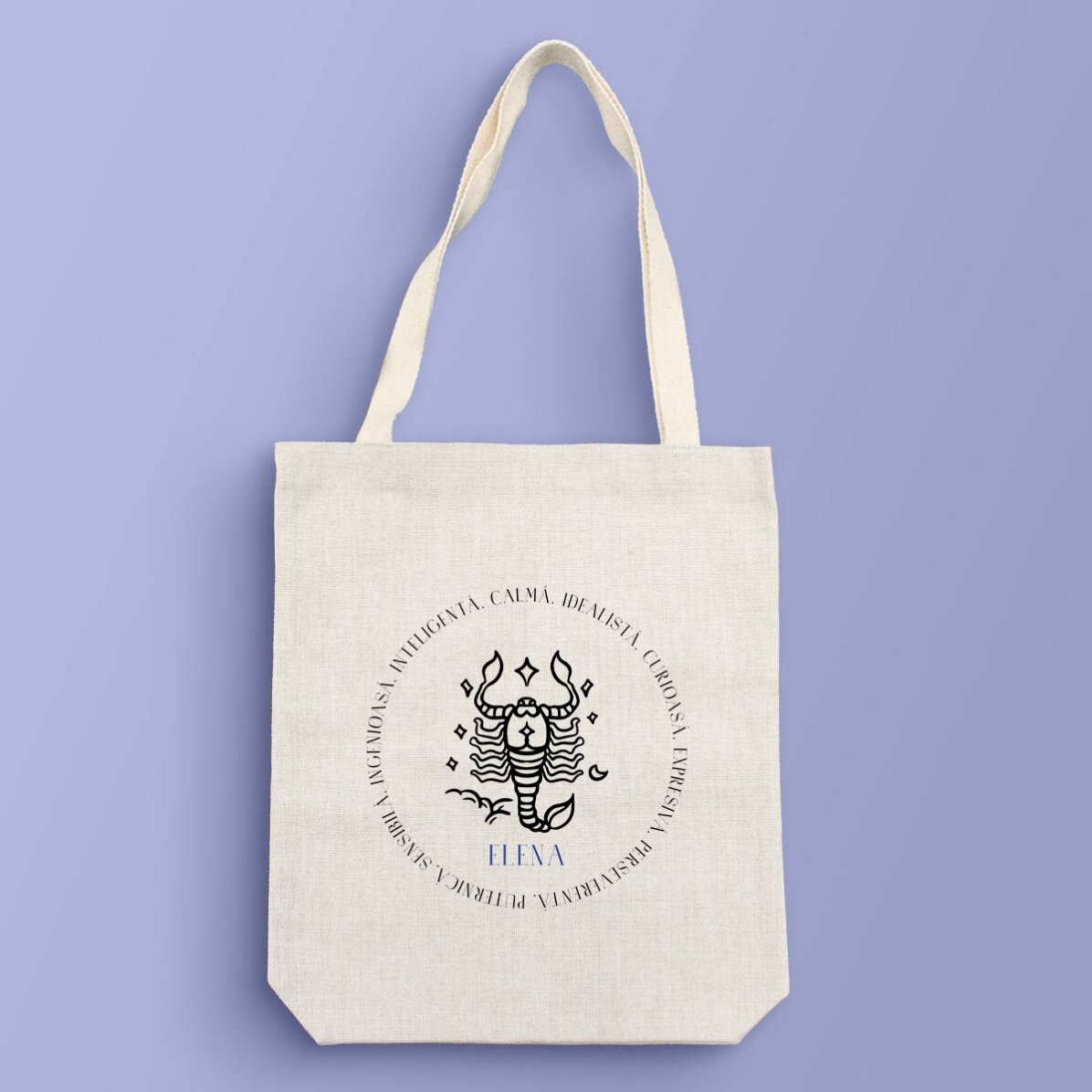Personalisierte Tasche mit Text – Sternzeichen Skorpion