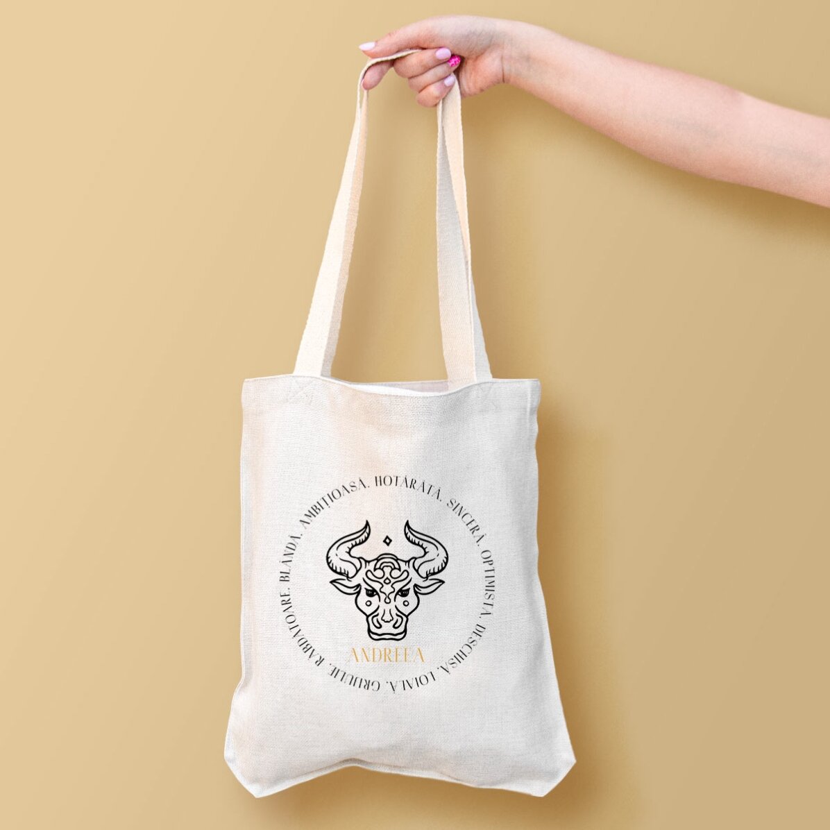 Personalised bag with text - Taurus zodiac sign
