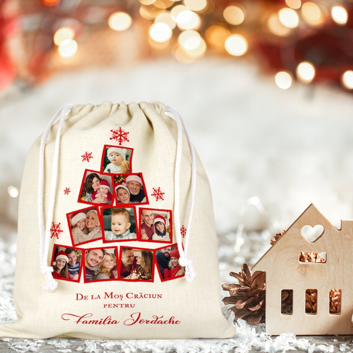 Mittlere Geschenktüte, individuell gestaltet mit einer Fotocollage und einer Botschaft