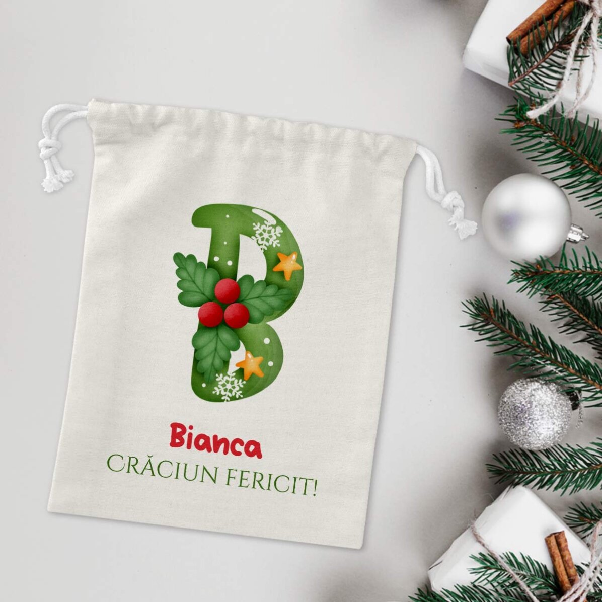 Small gift bag personalised with name - Christmas