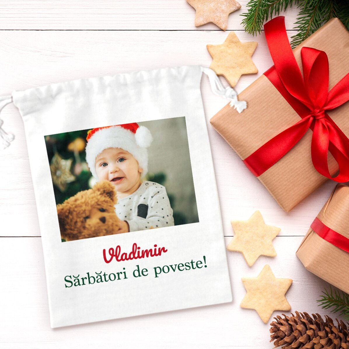 Kleiner Geschenktüte, individuell gestaltet mit einem Foto und einem Text