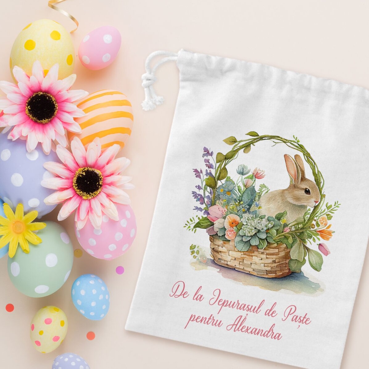 Kleiner Geschenksack mit individueller Beschriftung – Hase