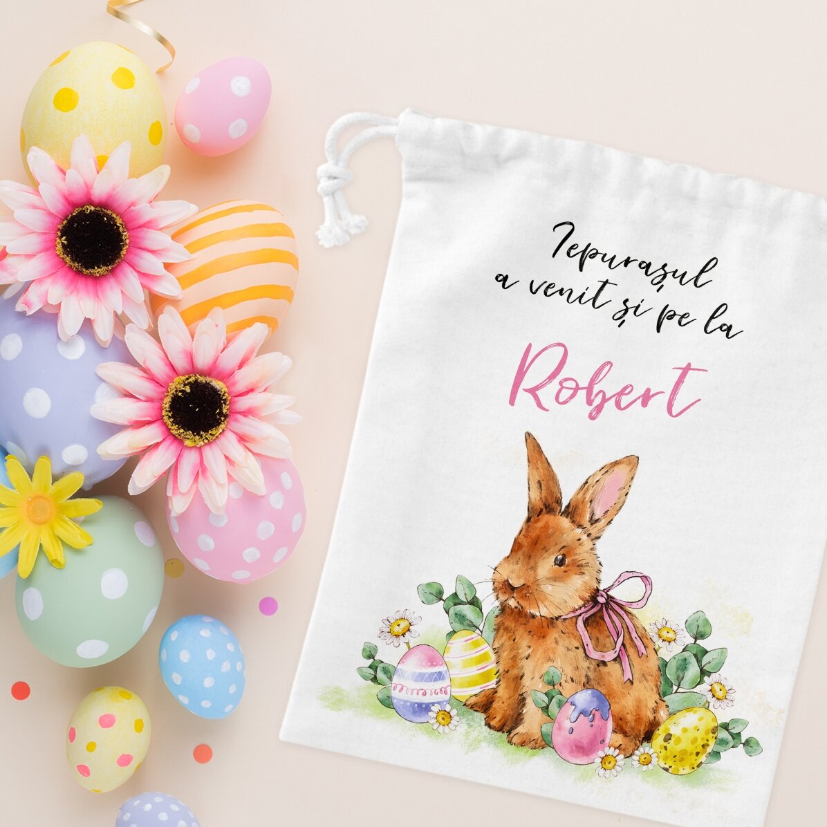 Kleiner Geschenksack mit individueller Beschriftung – Osterhase