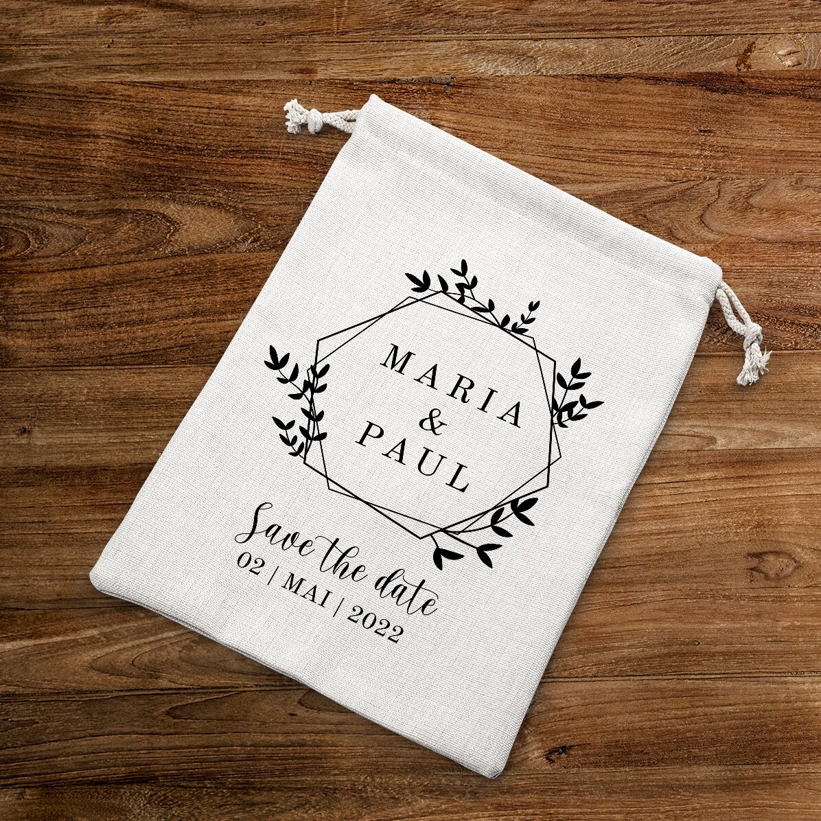 Small gift bag personalised with text - Save the date
