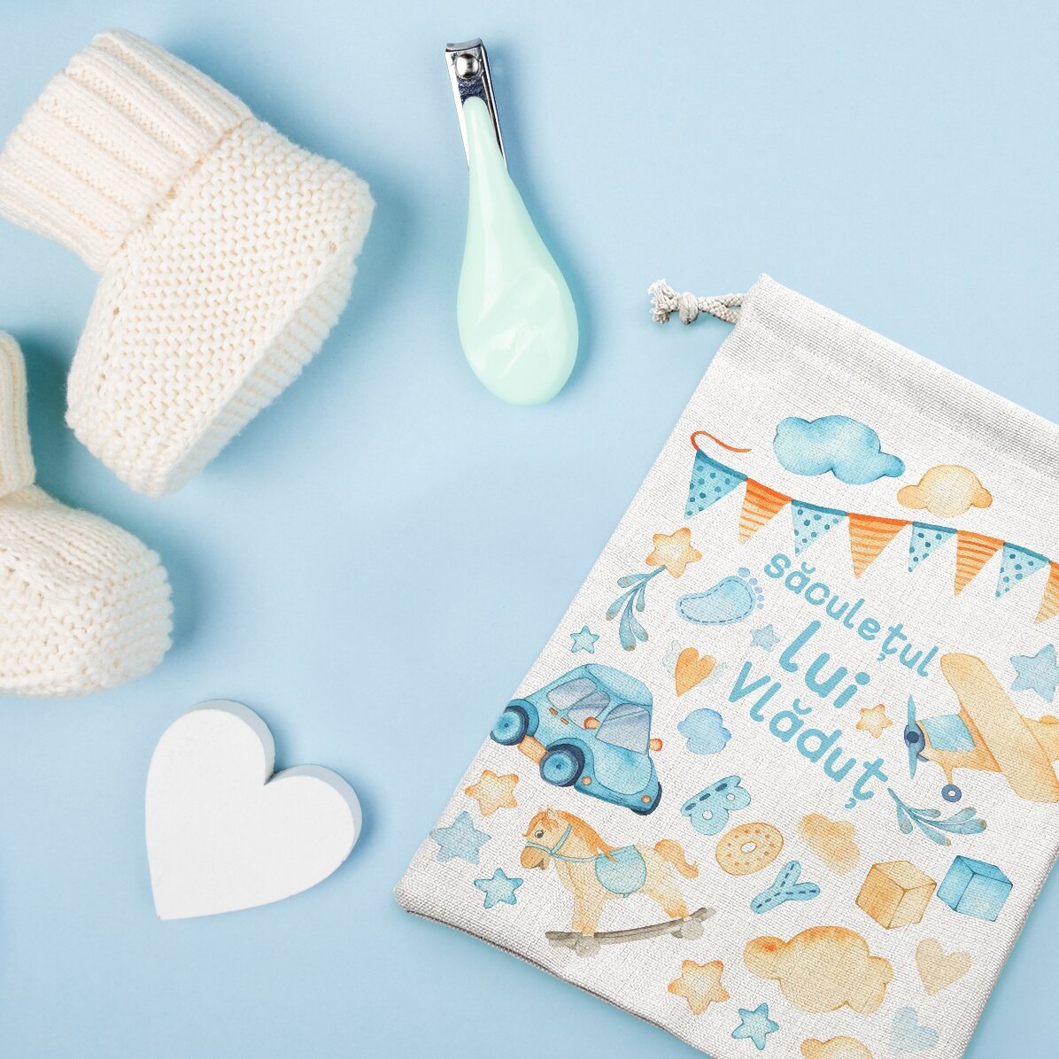 Kleiner Geschenksack mit individueller Beschriftung – Watercolour