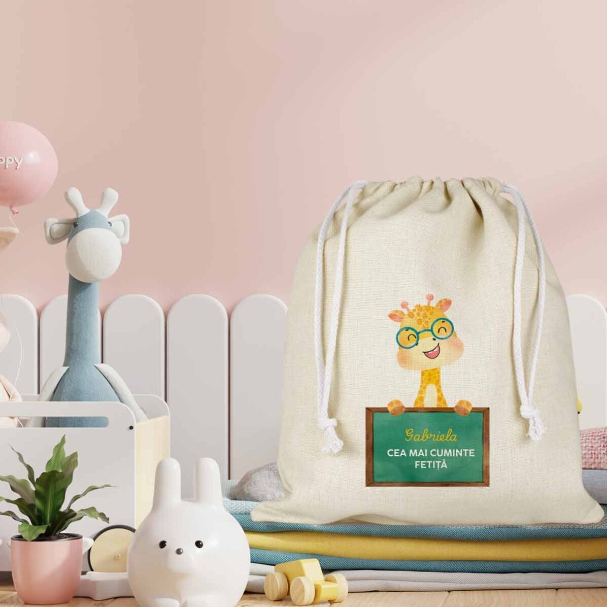 Personalised nursery bag with message - Cute