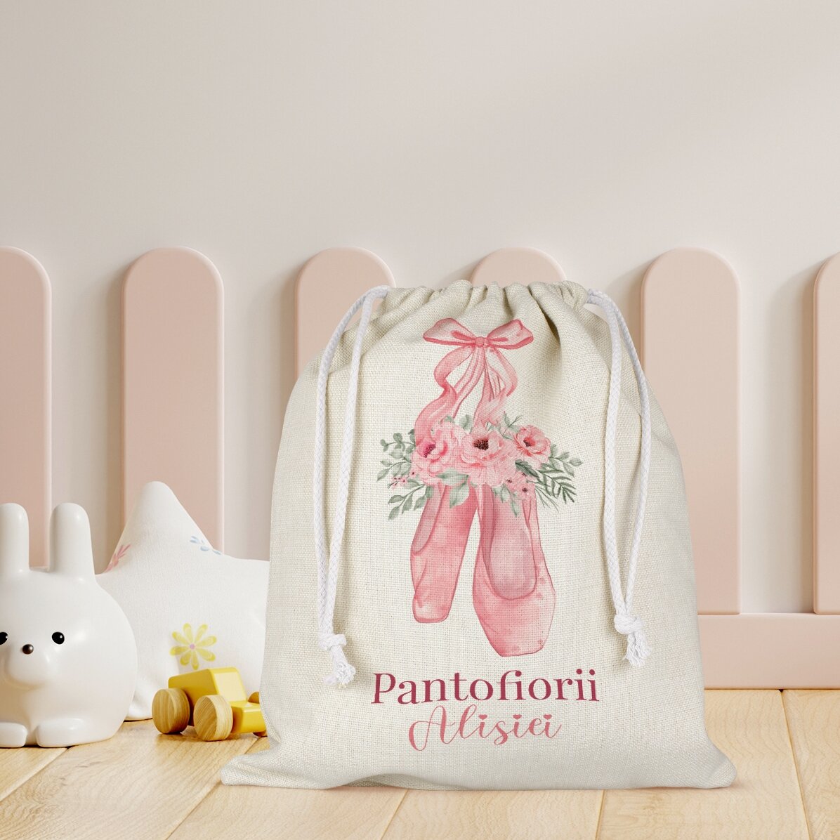 Personalisierte Kindergartentasche mit Aufdruck – Ballettschuhe
