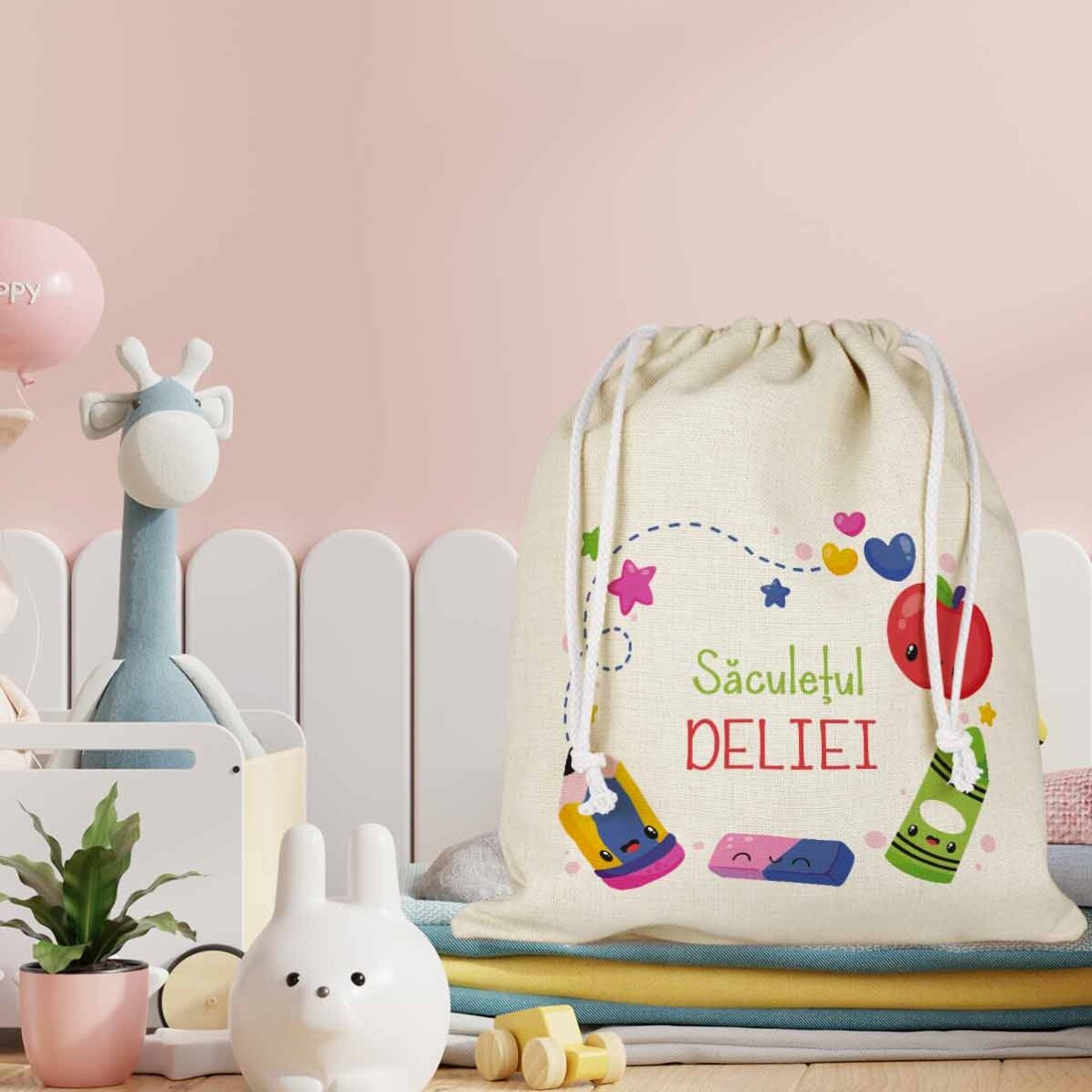 Personalisierte Kindergartentasche mit Aufdruck – Colors