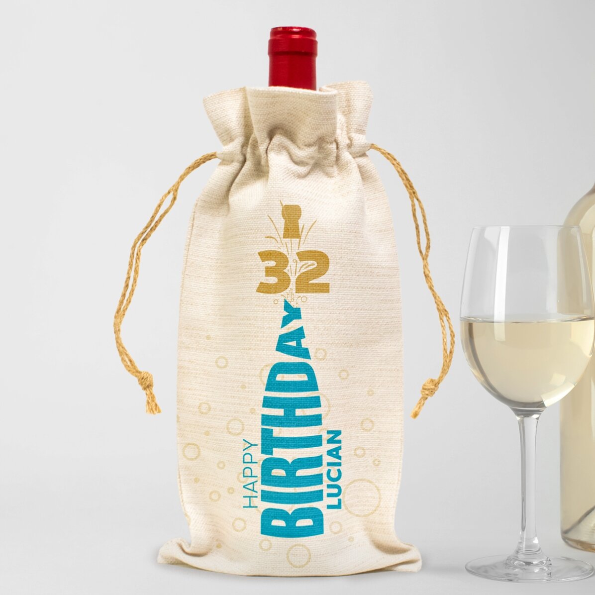 Personalisierte Tragetasche für eine Weinflasche – Happy Birthday
