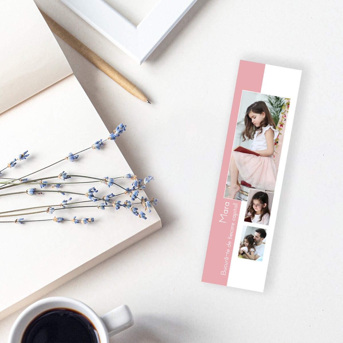 Personalisiertes Lesezeichen mit 3 Fotos und Text – „You are special“