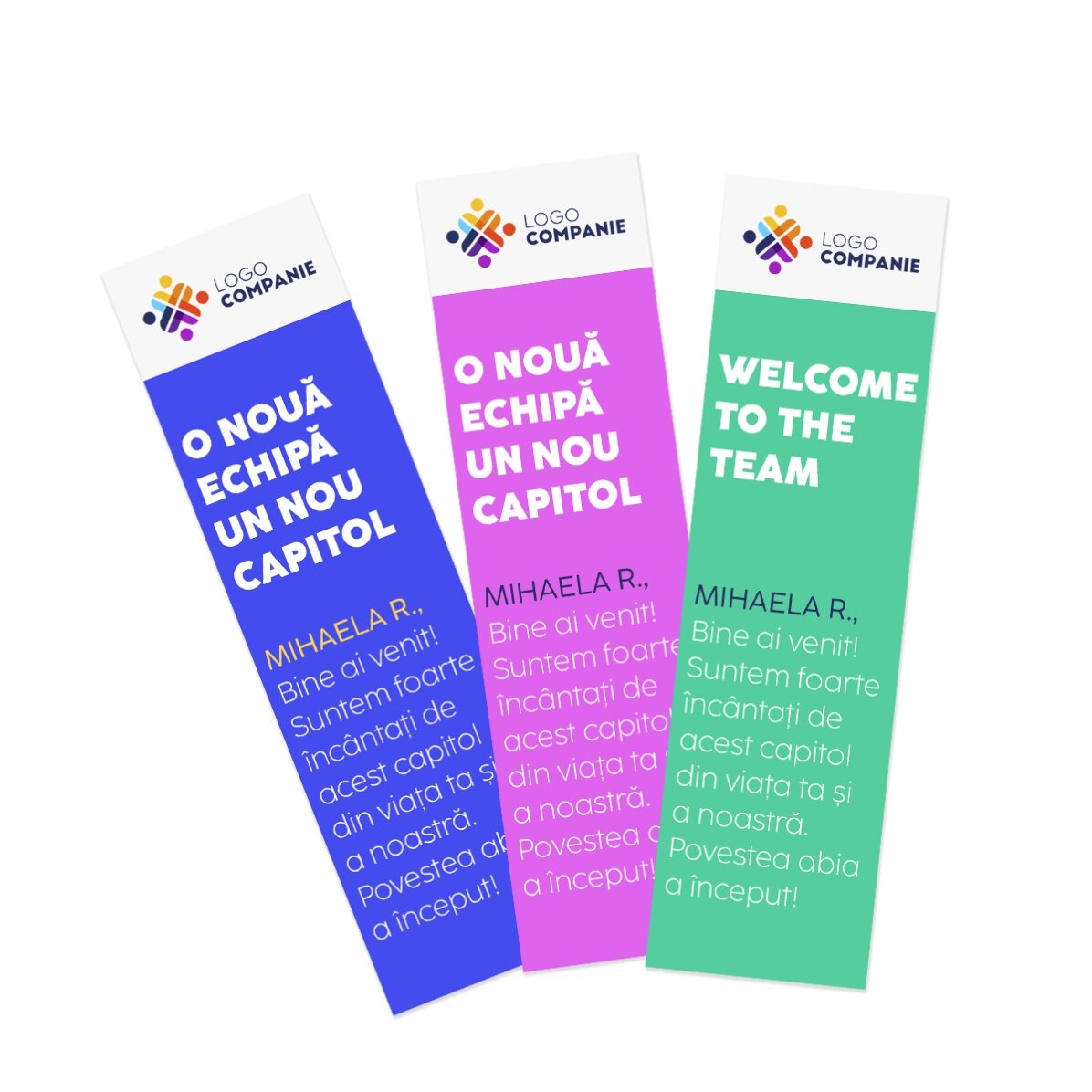 Personalisiertes Lesezeichen mit Logo und Botschaft – Welcome