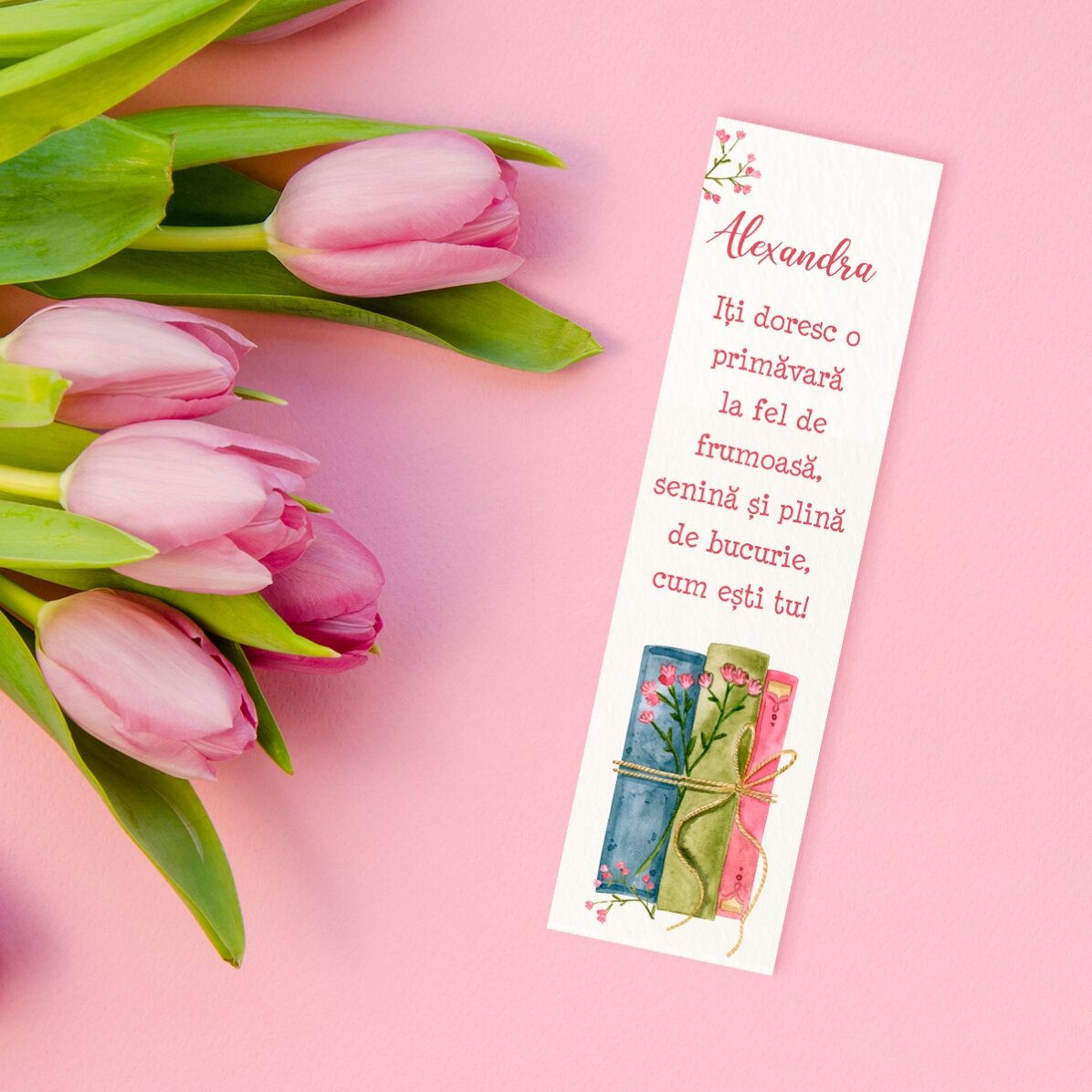 Personalisiertes Lesezeichen mit Botschaft – Spring