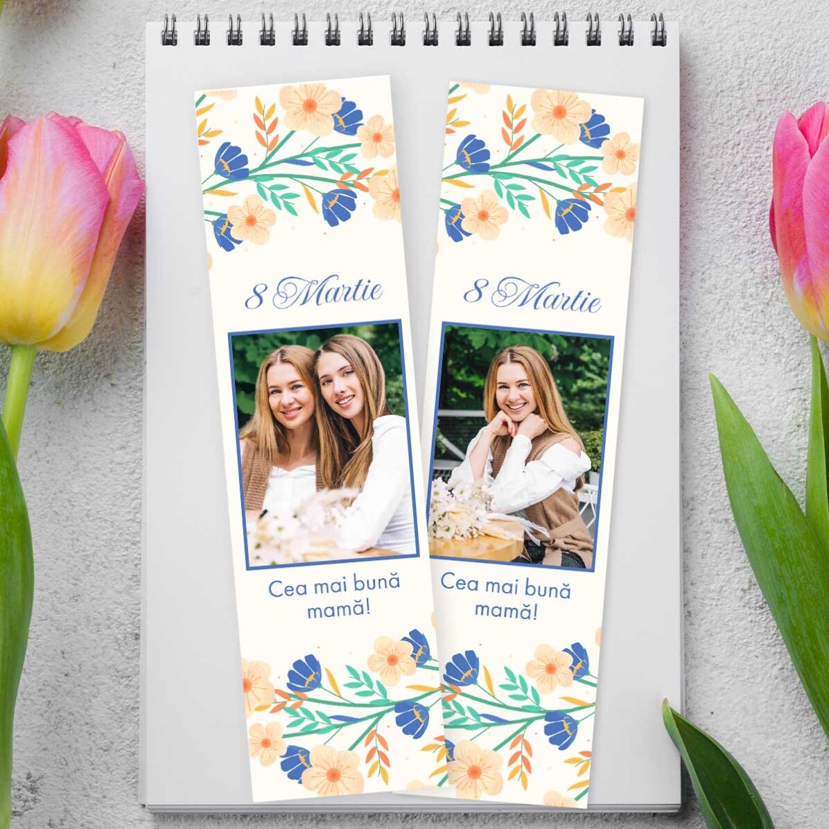 Personalisiertes Lesezeichen mit Foto und Botschaft – Frühling