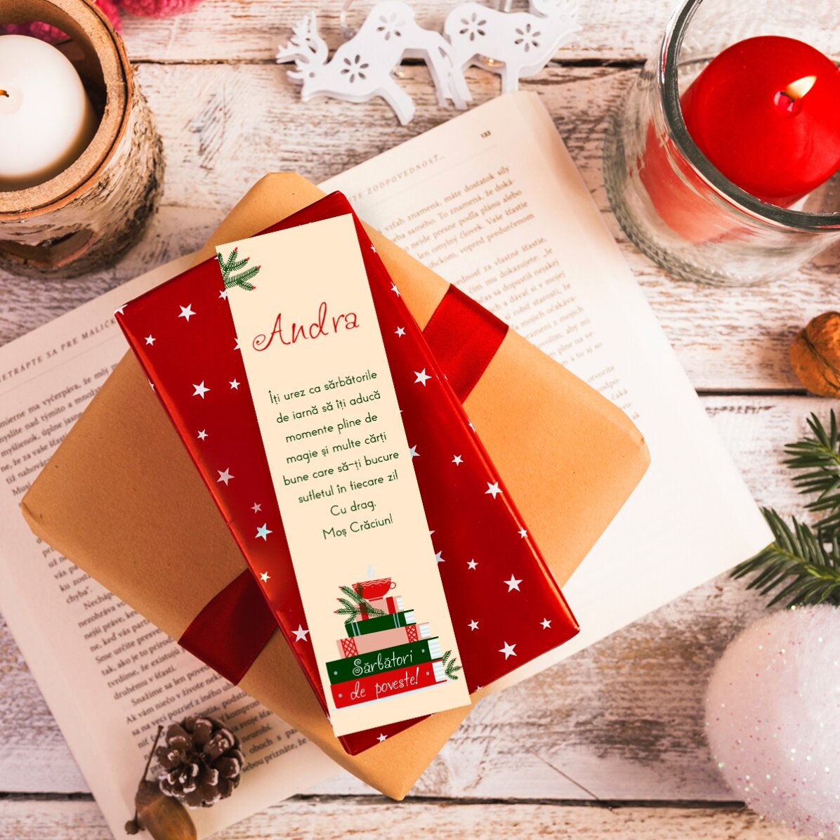 Personalisiertes Lesezeichen mit Text – Weihnachten
