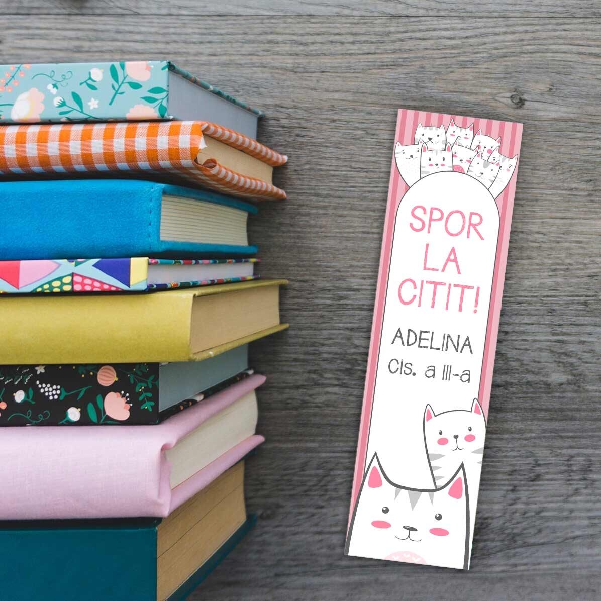 Personalisiertes Lesezeichen mit Text – Kitty