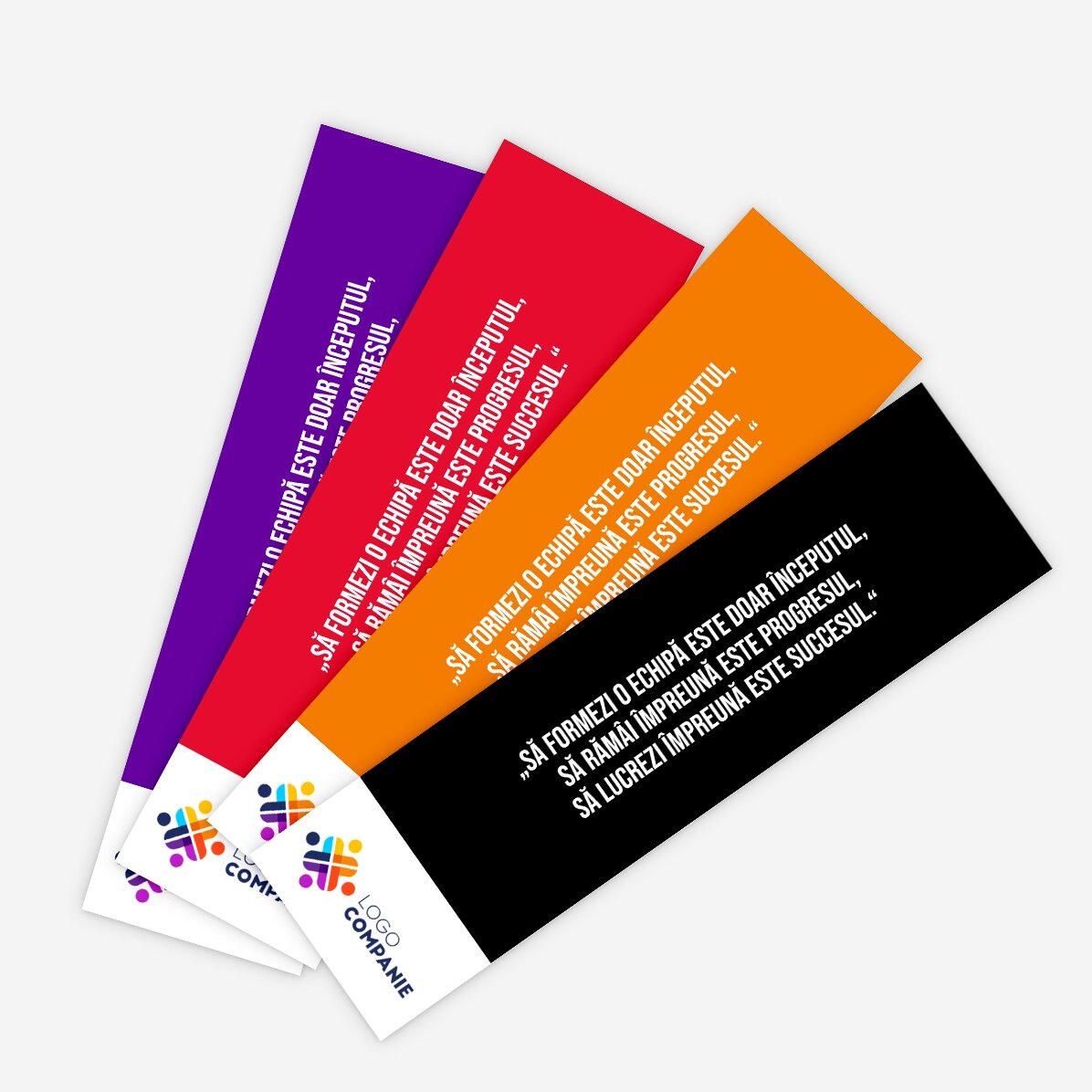 Personalisiertes Lesezeichen mit Text und Logo