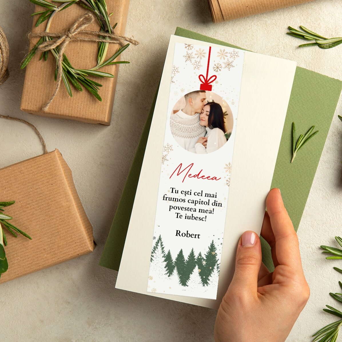 Personalised bookmark with text and photo - Christmas globe