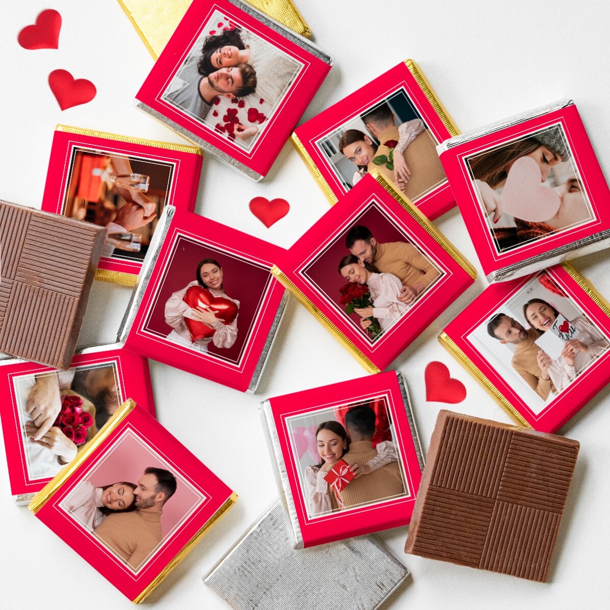 Set mit 10 personalisierten Mini-Pralinen mit Foto