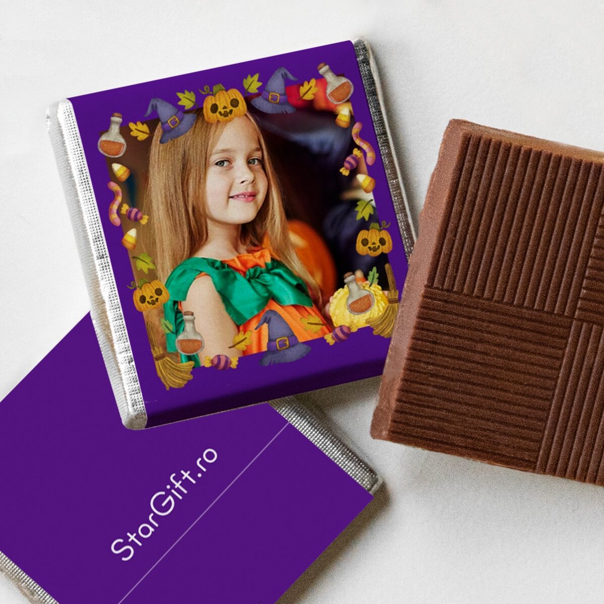 10er-Set personalisierte Mini-Pralinen mit Fotos und Text – Halloween
