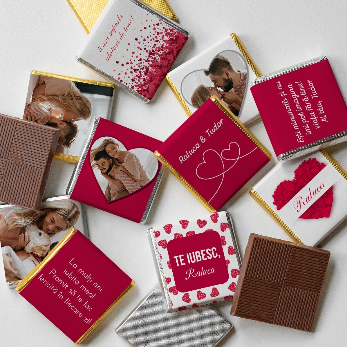 Set mit 10 personalisierten Mini-Pralinen – Ich liebe dich!