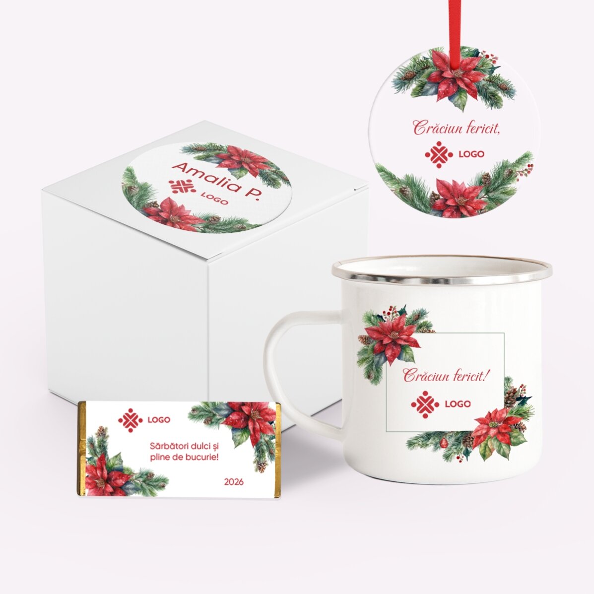 Personalisiertes Weihnachtsgeschenkset mit Logo und Botschaft – Weihnachten