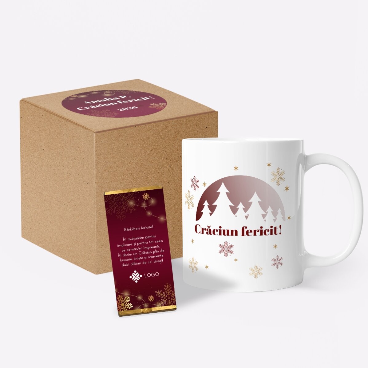 Personalisiertes Weihnachtsgeschenkset mit Logo und Botschaft – Red Christmas