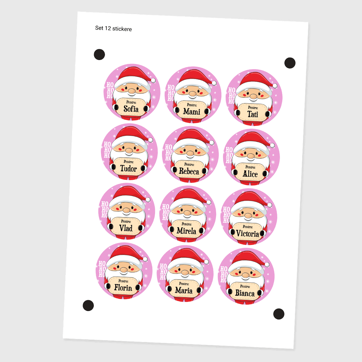 Set mit 12 individuell gestalteten Aufklebern (selbstklebende Etiketten) mit einer Botschaft – vom W