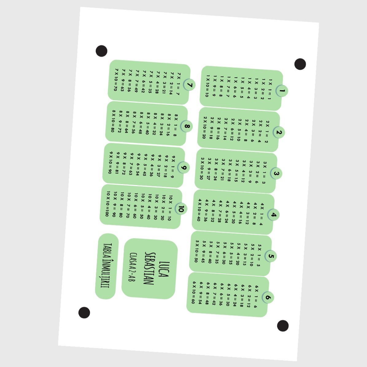 Set mit 12 individuell gestalteten Aufklebern (selbstklebende Etiketten) mit Text und Multiplikation