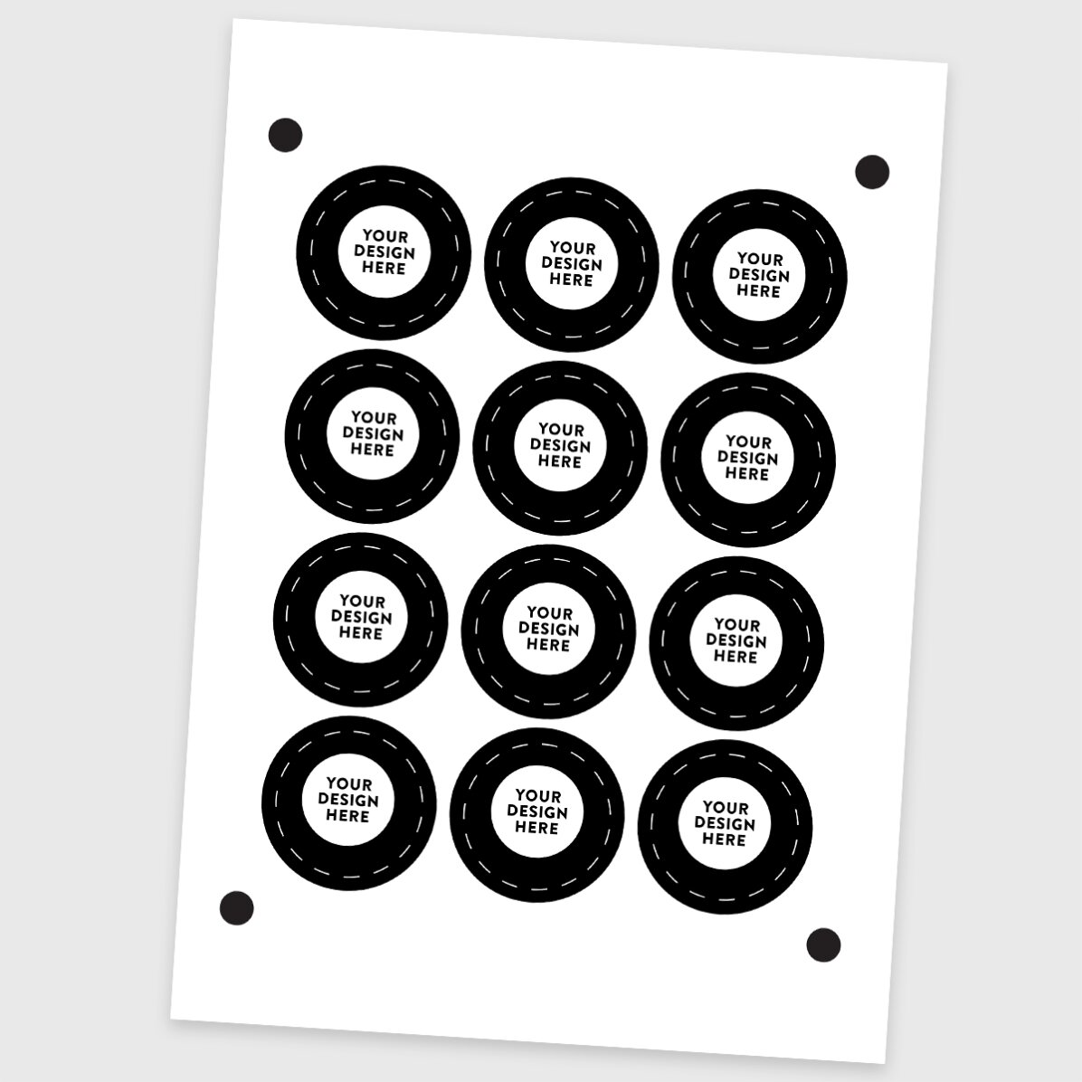 Set mit 12 runden Aufklebern (selbstklebende Etiketten) mit einem Durchmesser von 5 cm, individuell 