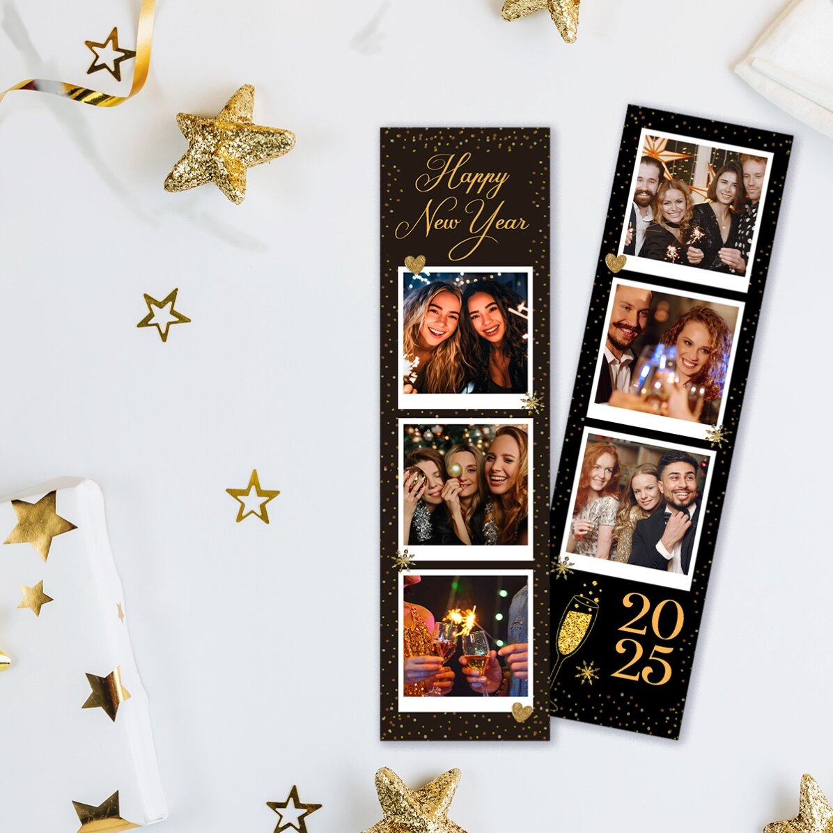 Set of 2 customised magnets with photos and text - Happy New Year