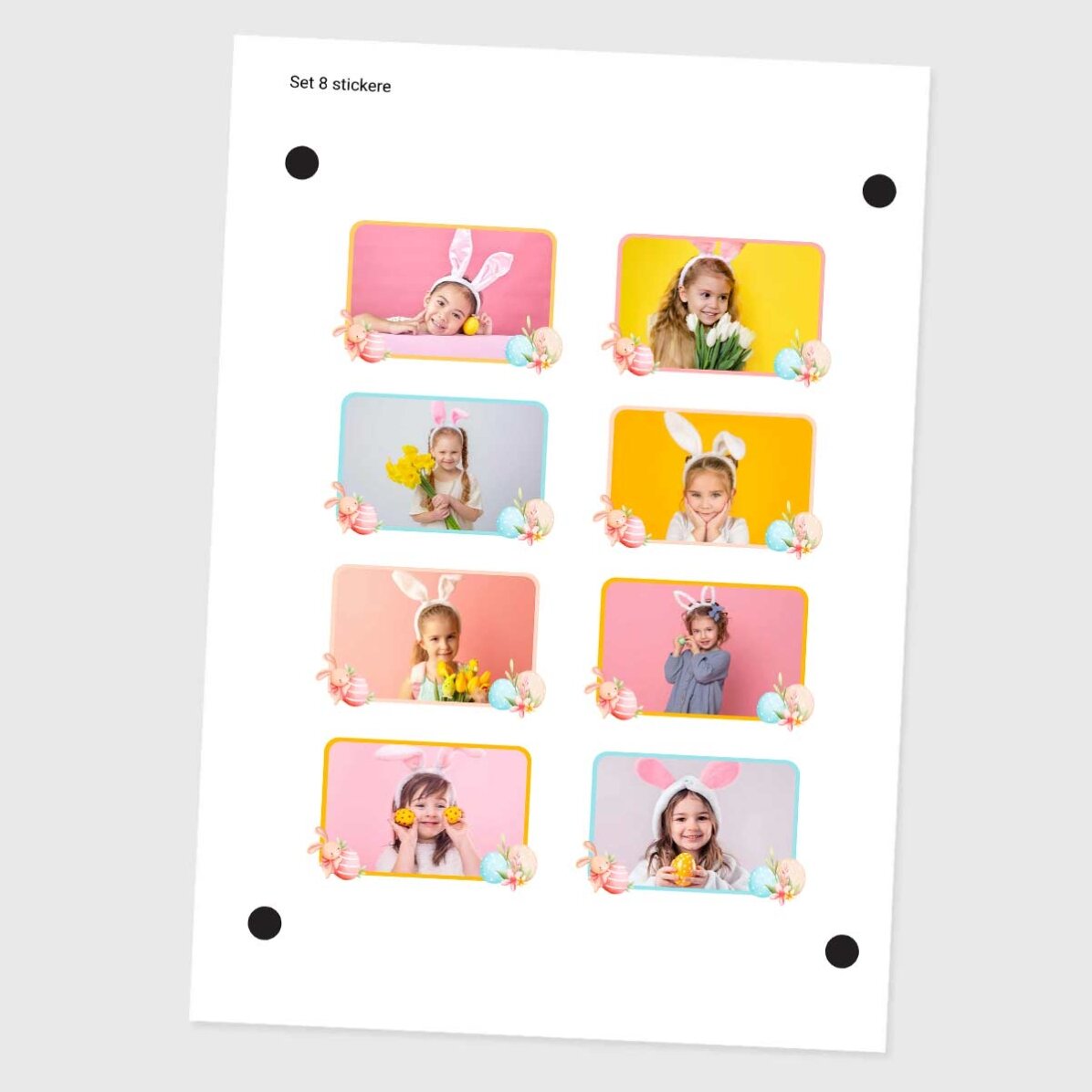 Set mit 8 personalisierten Aufklebern (selbstklebende Etiketten) mit Fotos – Ostern