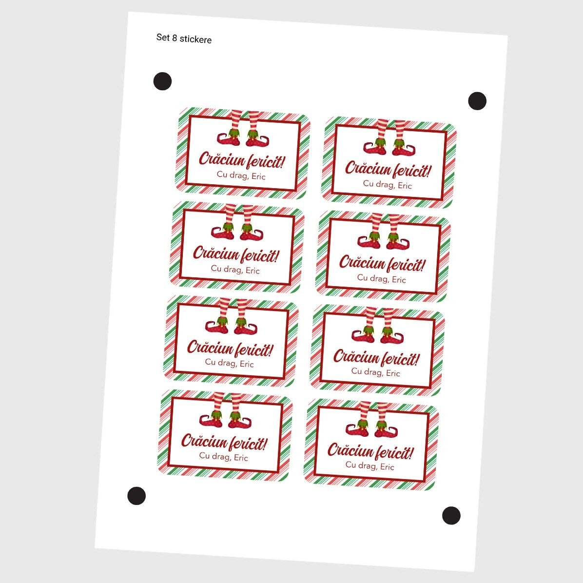 Set mit 8 personalisierten Aufklebern (selbstklebende Etiketten) – Elf