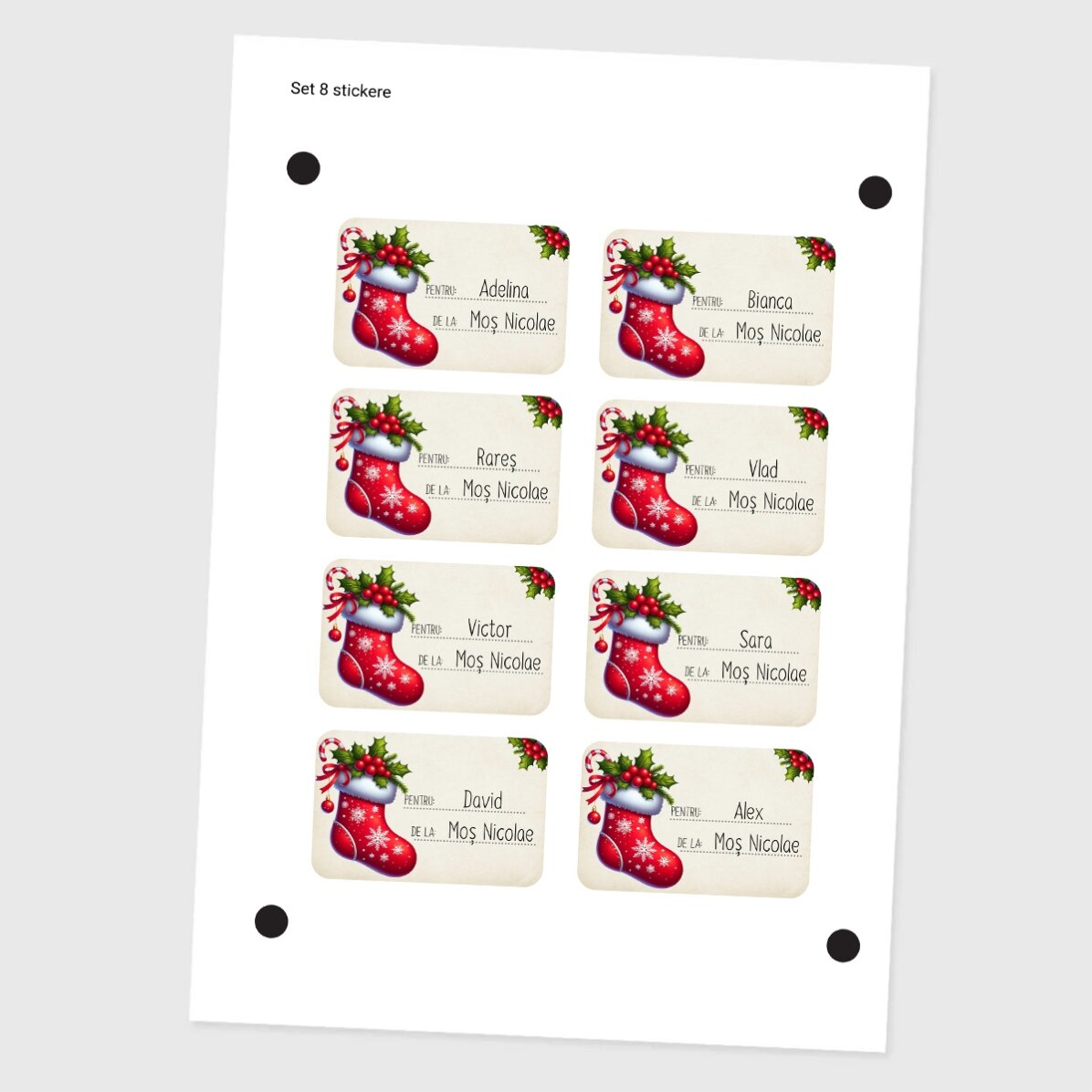 Set mit 8 personalisierten Aufklebern (selbstklebende Etiketten) – Mit lieben Grüßen, Nikolaus