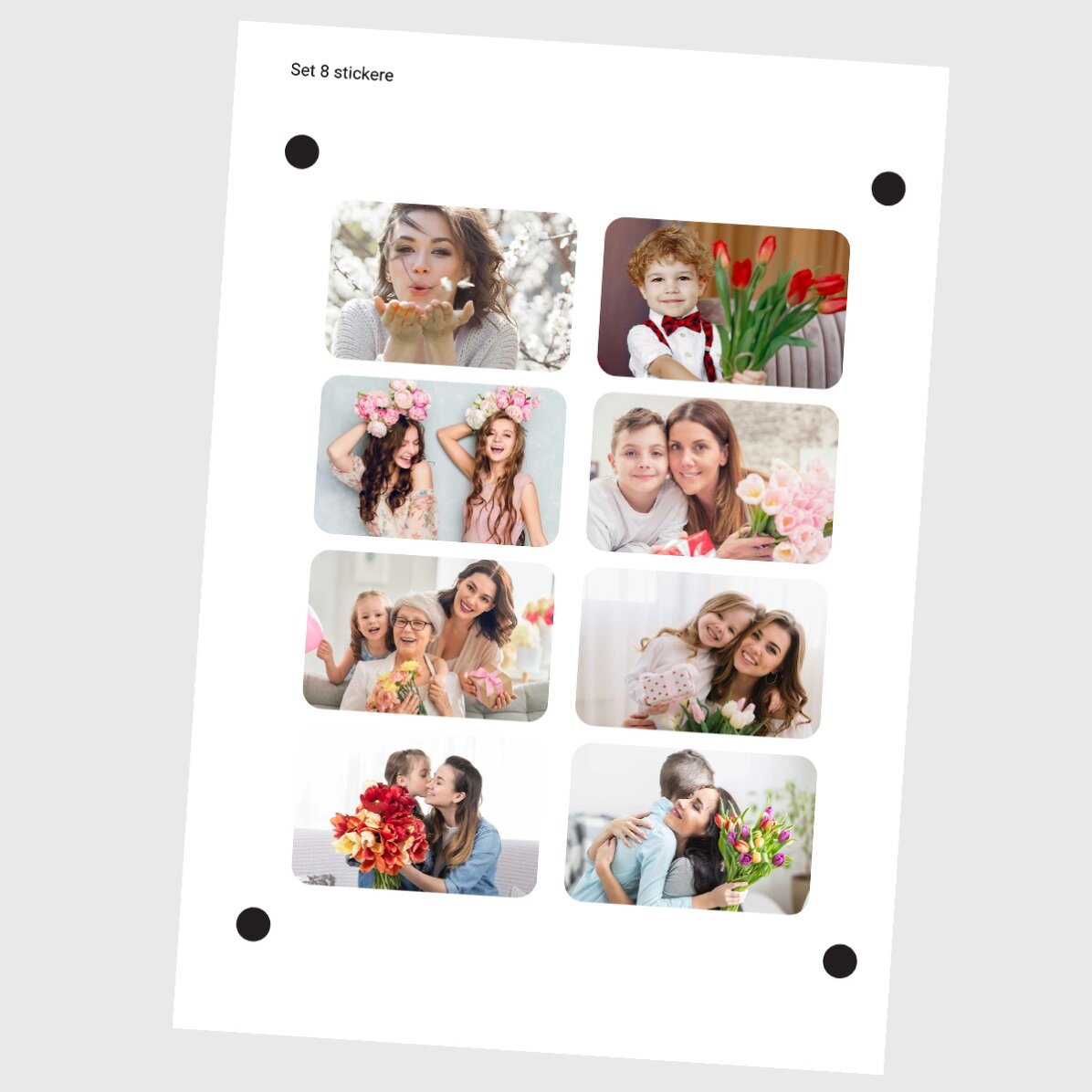 Set mit 8 individuell gestalteten Aufklebern (selbstklebende Etiketten) mit Fotos