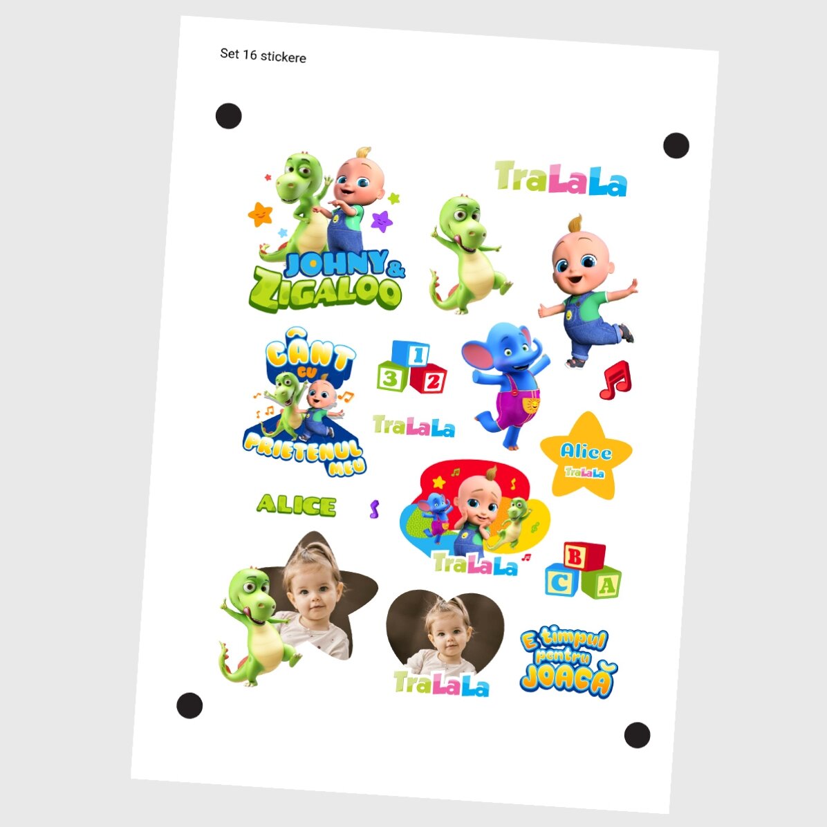 Individuell gestaltetes Aufkleber-Set (selbstklebende Etiketten) mit Text und Bildern – TraLaLa