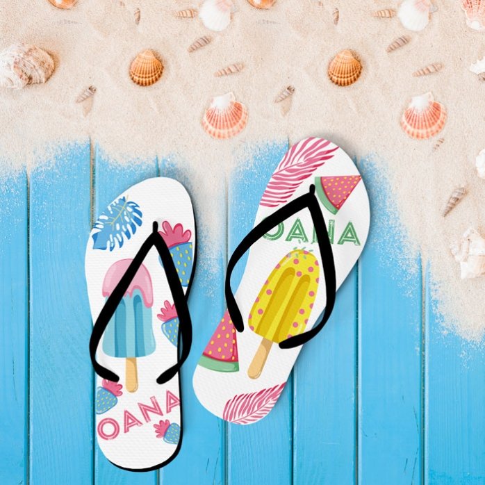 Personalisierte Flip-Flops mit Namen – Tropical