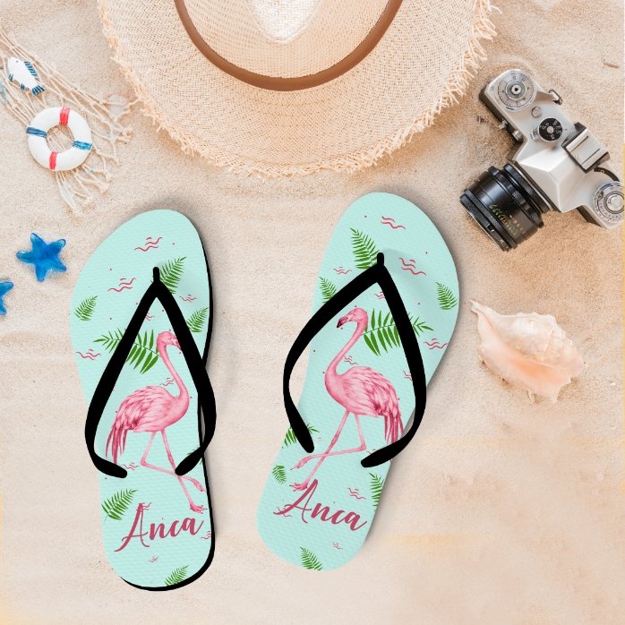 Personalisierte Flip-Flops für Kinder mit Aufdruck – Flamingo